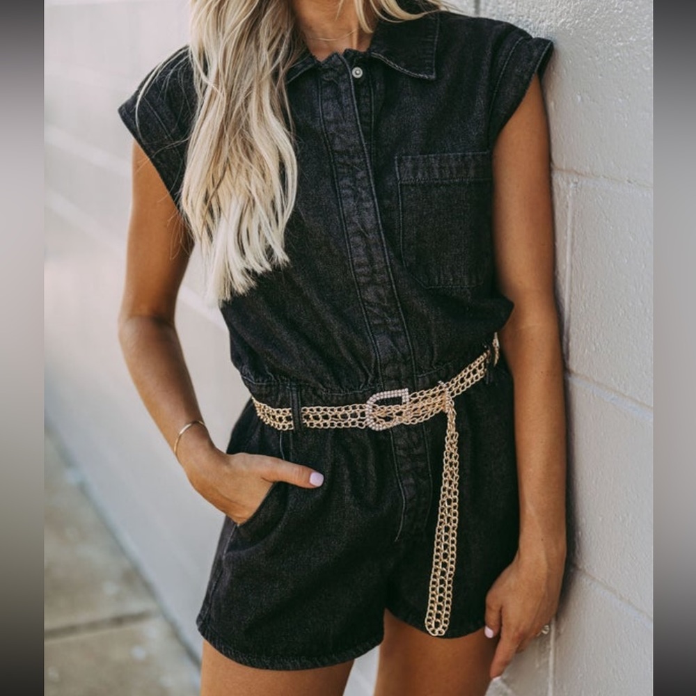 Mini Muse black denim romper